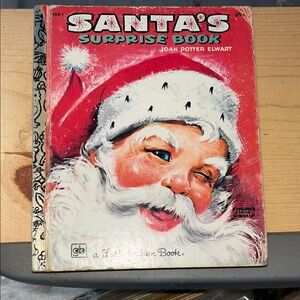 Santa's Surprise Book - Vintage Holiday Picture Book - Red & White Cover